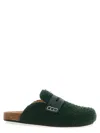 Jw Anderson Slip-on Mules With Fuzzy Texture And Buckle Detail In Green