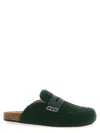 Jw Anderson Slip-on Mules With Fuzzy Texture And Buckle Detail In Green