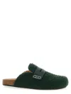 Jw Anderson Slip-on Mules With Fuzzy Texture And Buckle Detail In Green
