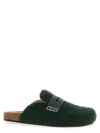 Jw Anderson Slip-on Mules With Fuzzy Texture And Buckle Detail In Green