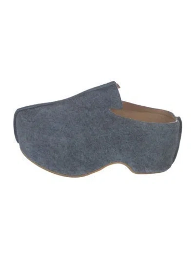 Pre-owned Jw Anderson Felt Patterned Mules In Blue