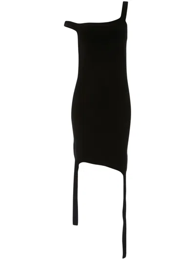 Jw Anderson Deconstructed One-shoulder Knit Dress In Black