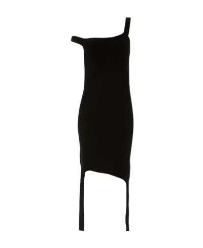 Jw Anderson Fine-knit Asymmetric Mini Dress In Black