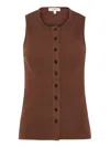 Jw Anderson Button Front Stretch Cotton Tank In 褐色