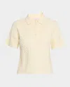 Jw Anderson Cable-knit Wool And Cotton-blend Polo Shirt In Neutral