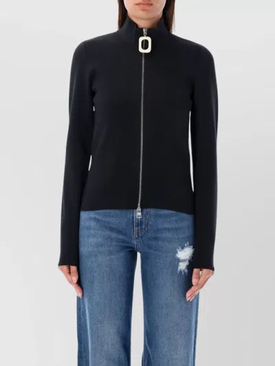 JW ANDERSON FITTED HIGH COLLAR ZIP UP CARDIGAN