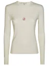 Jw Anderson Fitted Long-sleeved Top With Embroidered Logo In White