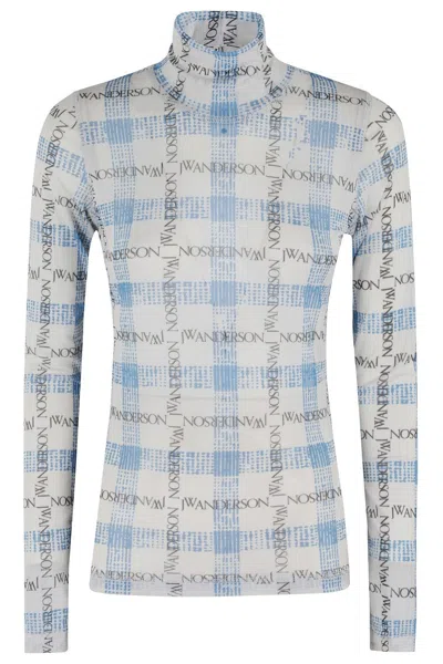 JW ANDERSON FITTED TURTLENECK WITH ALL-OVER LOGO PRINT