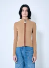 Jw Anderson Fitted Zip Up Cardigan In Beige