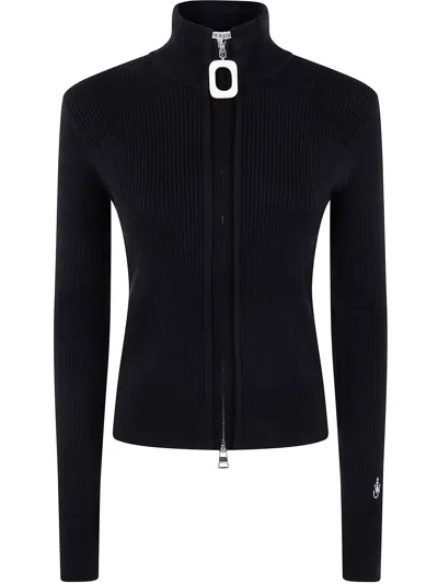 Jw Anderson Fitted Zip Up Cardigan In Black