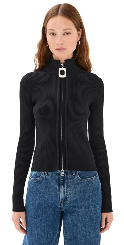 JW ANDERSON FITTED ZIP UP CARDIGAN BLACK