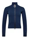 Jw Anderson J. W. Anderson Ribbed Steel Blue Sweater With High Neck In Blue