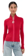 Jw Anderson Crimson Red Cotton Blend Turtleneck Sweater In Red