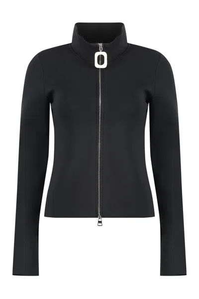 Jw Anderson Fitted Zip Up Cardigan Longe Sleeve In Black