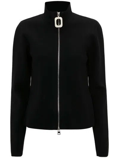 Jw Anderson Fitted Zip Up Cardigan Longe Sleeve In Black