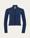 Jw Anderson J. W. Anderson Ribbed Steel Blue Sweater With High Neck In Blue