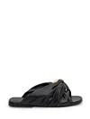 Jw Anderson Corner Chain-embellished Gathered Leather Slides In Black
