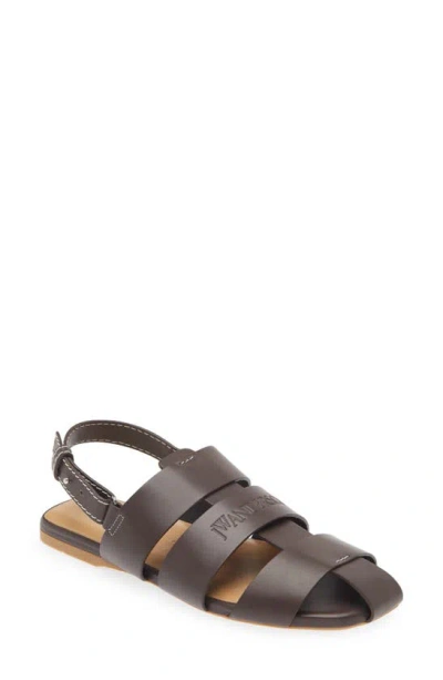 Jw Anderson Caged Leather Sandals In Braun