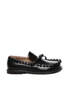 Jw Anderson Black Ruffle Leather Slip-on Loafers In Black