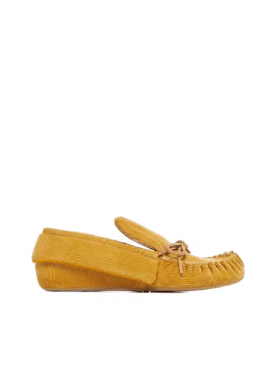 Jw Anderson Corduroy Moccasin Loafers In Yellow