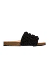 Jw Anderson Crochet And Leather Slides In Black