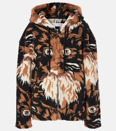 Jw Anderson Graphic Print Faux-fur Jacket In Multi