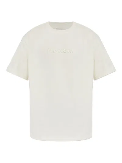 Jw Anderson Flocked-logo T-shirt In White