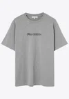 Jw Anderson Grey Crewneck T-shirt With Logo Embroidery On The Front In Gray