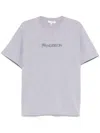 Jw Anderson Grey Crewneck T-shirt With Logo Embroidery On The Front In Grey