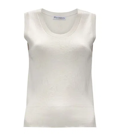 Jw Anderson Floral Pointelle Tank Top In White