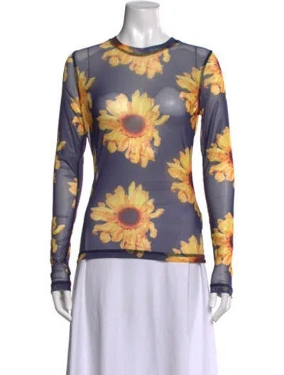 Pre-owned Jw Anderson Floral Print Crew Neck Top In Purple