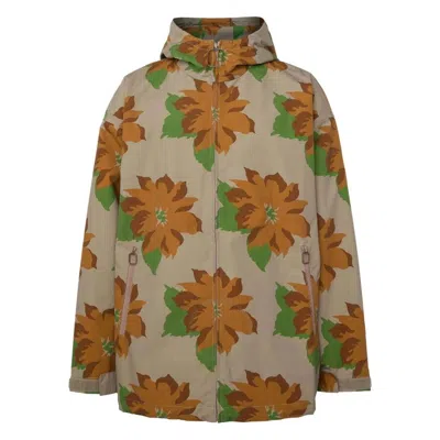 Jw Anderson Floral Print Hooded Jacket In Brown