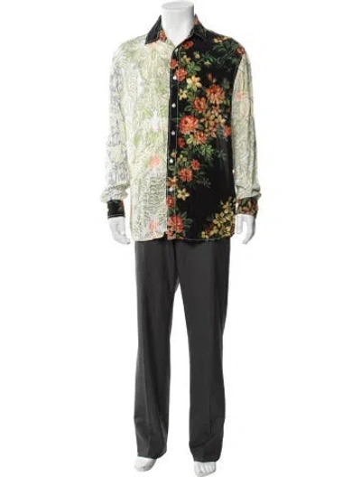 Pre-owned Jw Anderson Floral Print Long Sleeve Shirt In Green