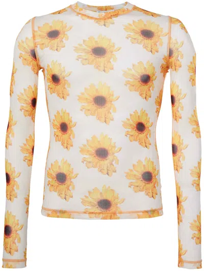 Jw Anderson Floral-print Sheer Top In White