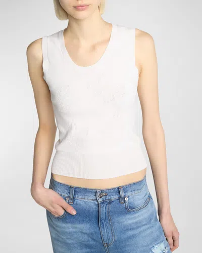 Jw Anderson Flower Pointelle Knit Tank Top In Chalk