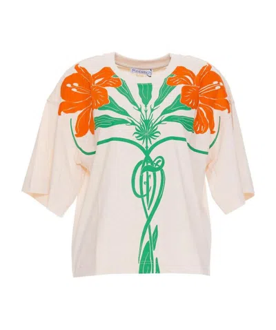 Jw Anderson Floral-print Cropped T-shirt