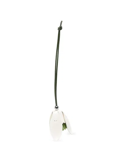 Jw Anderson Flower-pendant Leather Keyring In Neutral