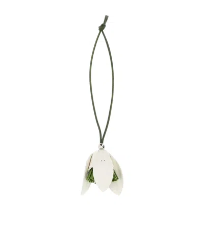Jw Anderson Flower-pendant Leather Keyring In White