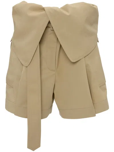 Jw Anderson Fold Over Trench Shorts In Neutrals