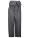 Jw Anderson J. W. Anderson Fold-over Design Grey Wool Trousers In Gray
