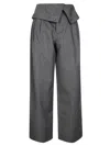 Jw Anderson J. W. Anderson Fold-over Design Grey Wool Trousers In Gray