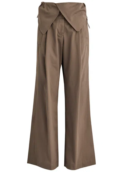 Jw Anderson Foldover Belted Trench Trousers In Brown