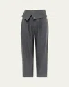 Jw Anderson J. W. Anderson Fold-over Design Grey Wool Trousers In Gray