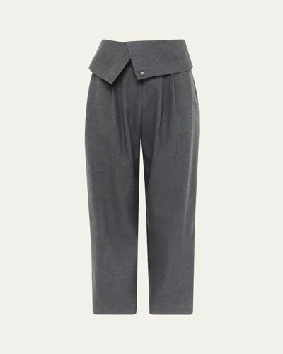 Jw Anderson Fold Over Wool Trousers In Gray