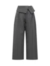Jw Anderson J. W. Anderson Fold-over Design Grey Wool Trousers In Black