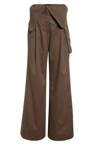 Jw Anderson J.w. Anderson Fold-over Trench Trousers In Brown