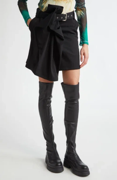 JW ANDERSON JW ANDERSON FOLDOVER BELTED WOOL GABARDINE MINISKIRT