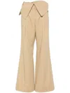 Jw Anderson Beige Fold Over Trench Trousers In Brown