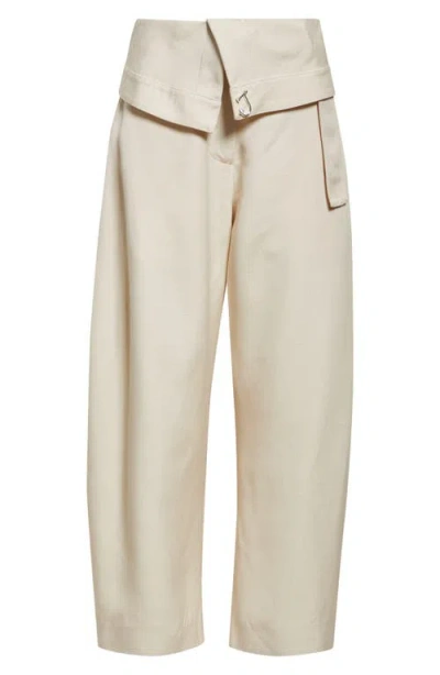 Jw Anderson Foldover Waist Belted Trousers In White
