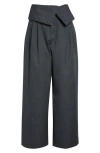 Jw Anderson Foldover Wool Trousers In Gray